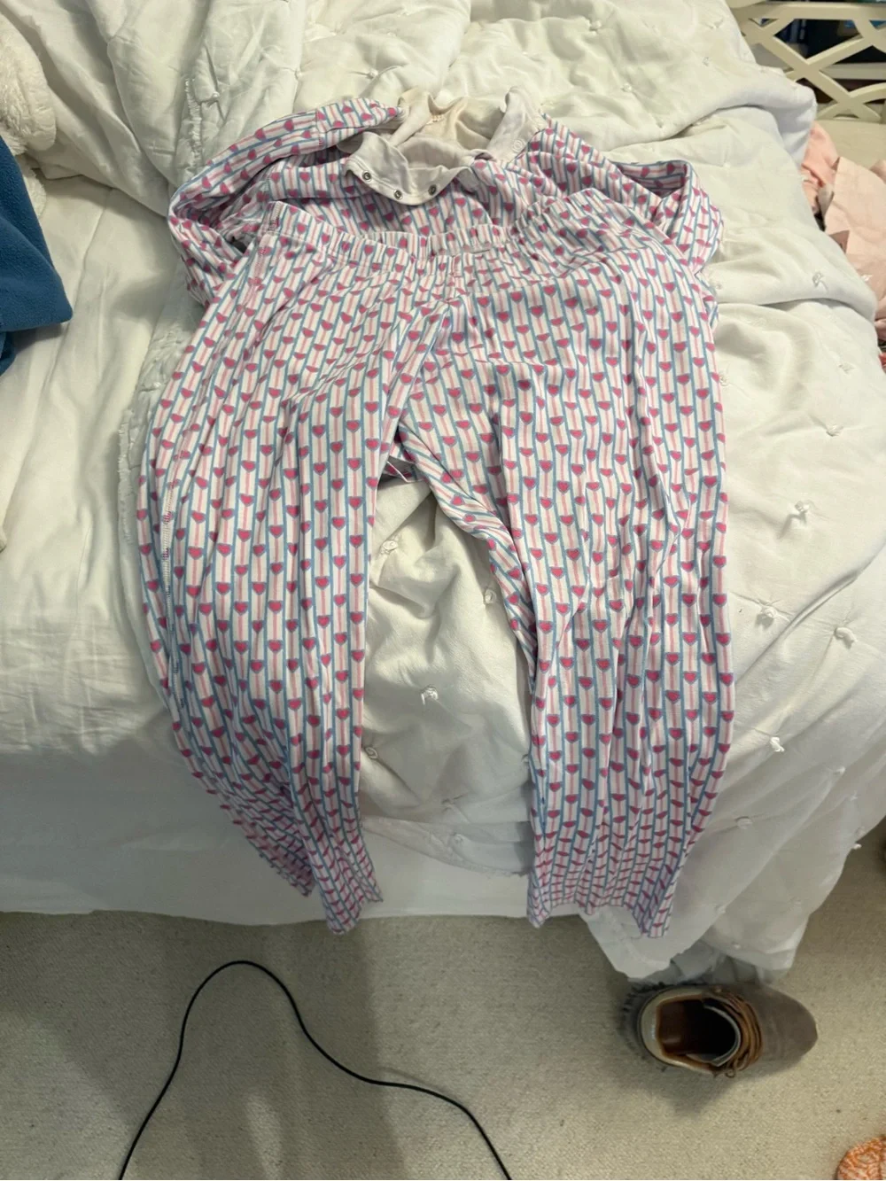 Roller Rabbit Pink and Blue Heart-Stripe Pajama Set